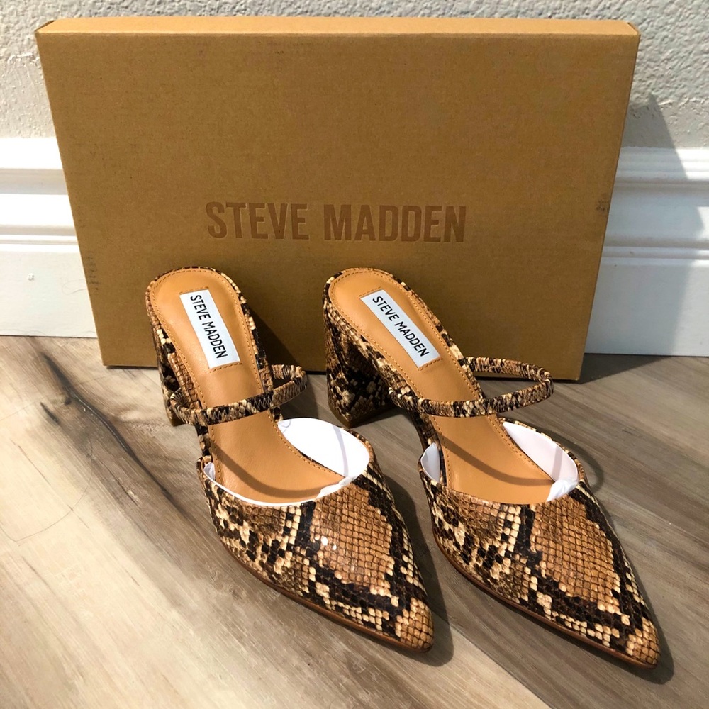 Steve Madden Presley Tan Snake Heels